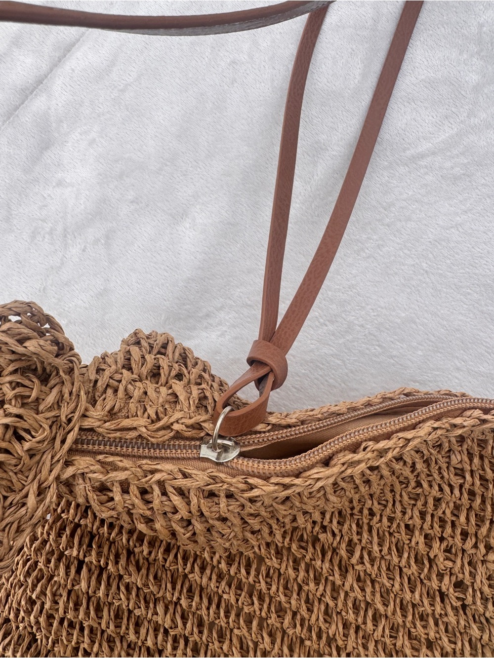 Yves Saint Laurent Brown Woven Shoulder Bag with Gold Logo - Picture 10 of 10